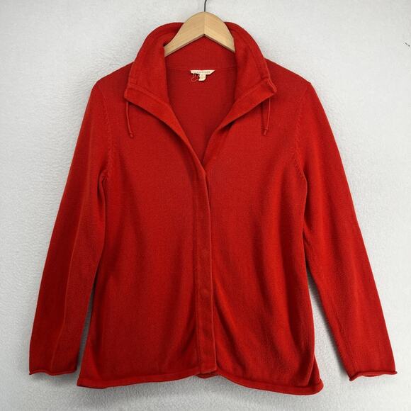 Eileen Fisher Sweaters - EILEEN FISHER Sweater S Organic Cotton Snap Front Drawstring Cardigan Orange